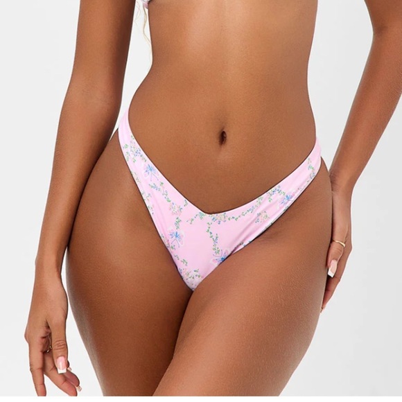 Frankie’s Bikini Womens Pink Dallas Floral fairy tale chain bikini swim XL - Picture 2 of 10